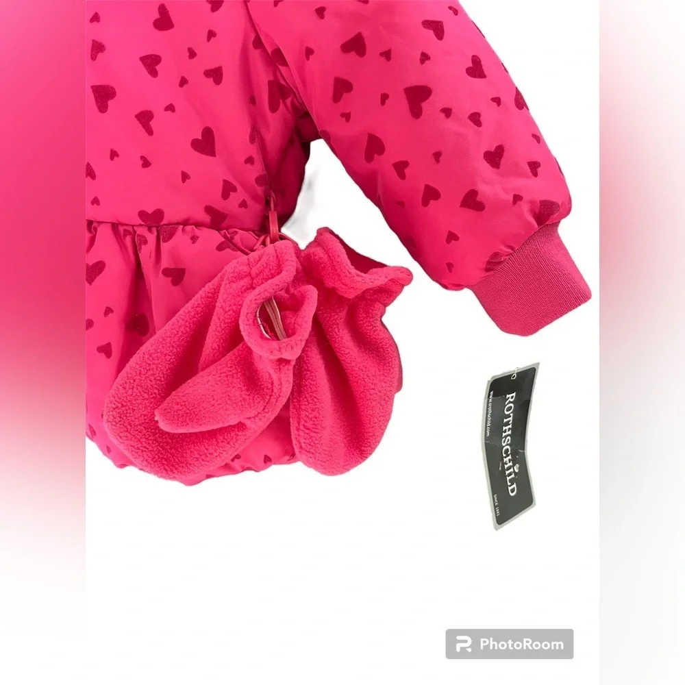 Rothschild 18 months Jacket NWT pink w/ velvet hearts winter coat & mittens.